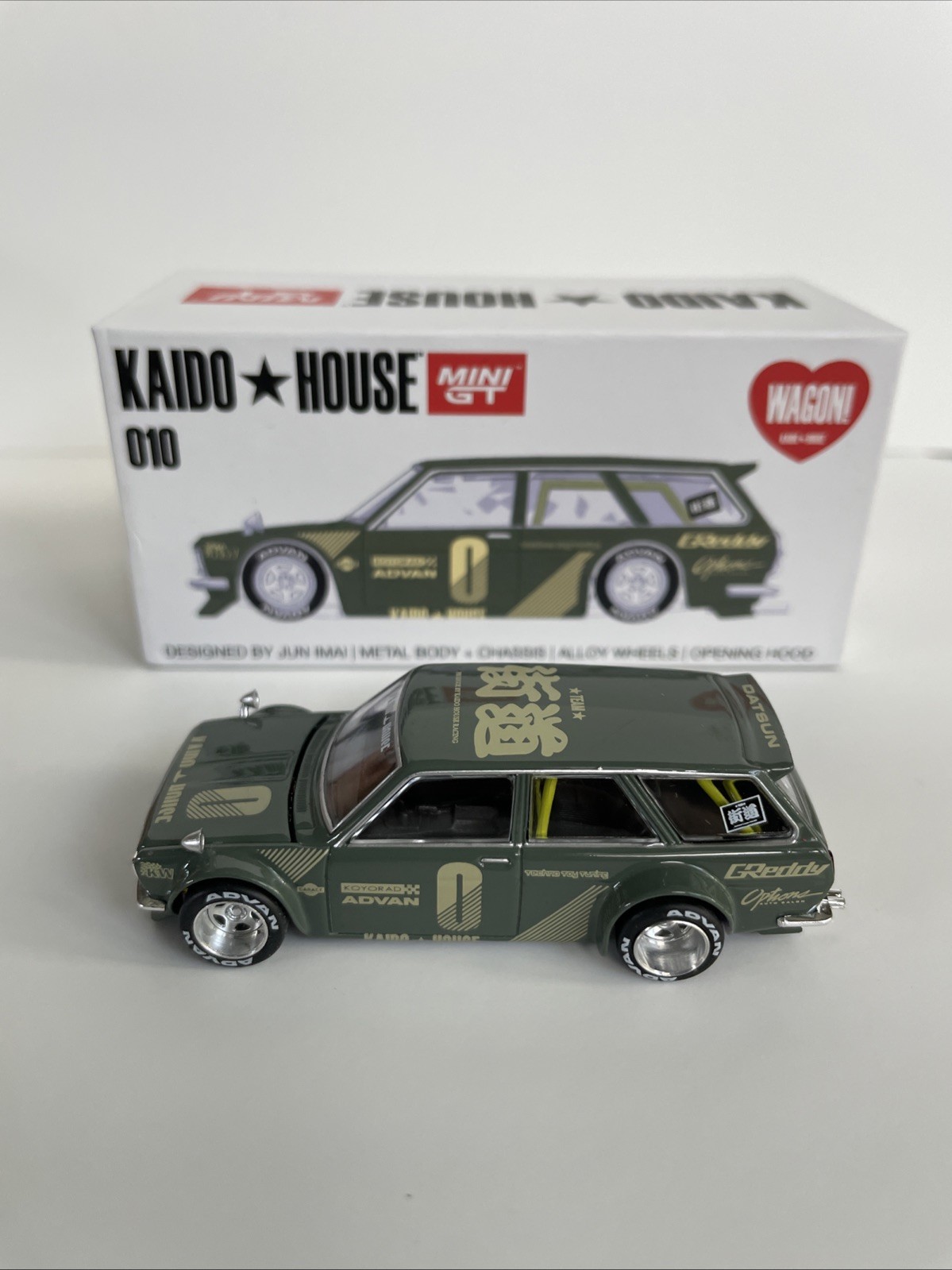 2022 Mini GT Kaido House 010 Datsun 510 Wagon Green KHMG010 (Open Box) 1:64