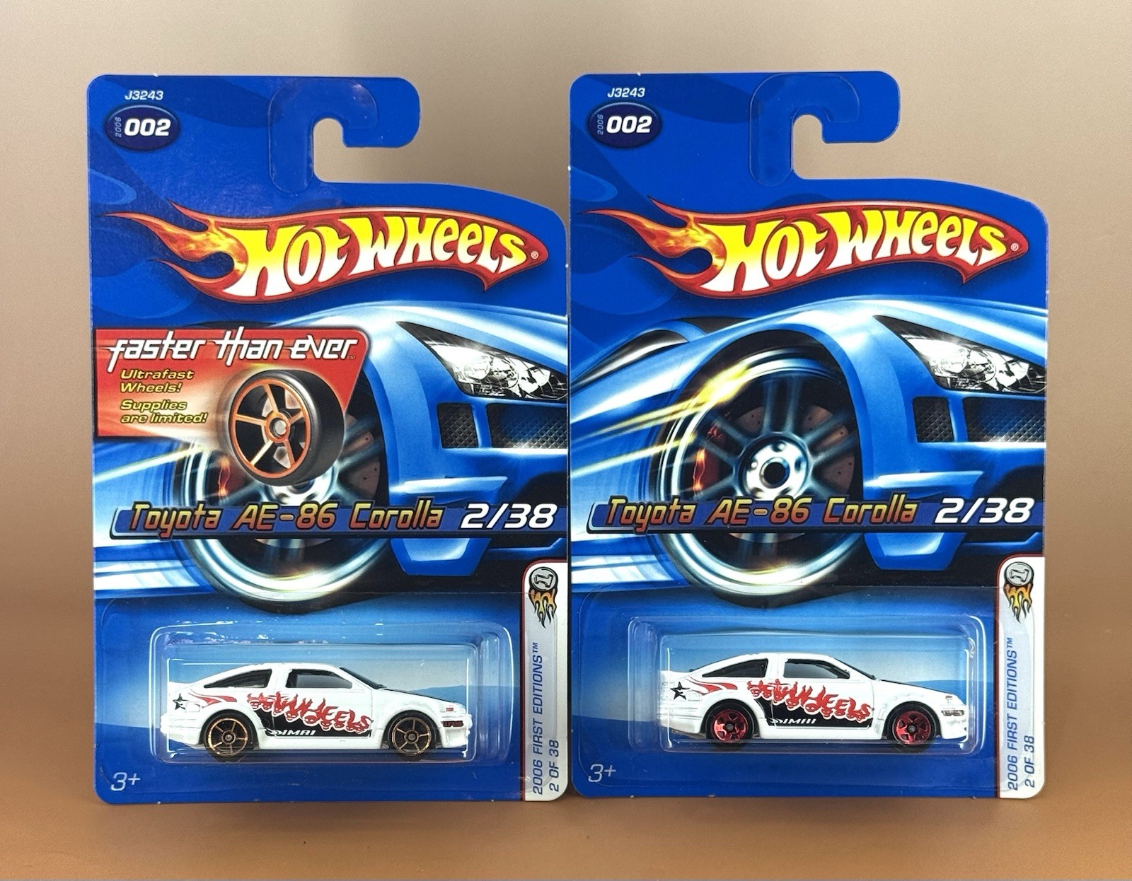 Hot Wheels 2006 First Editions TOYOTA AE-86 COROLLA w/FTE & 5s (lot of 2) 2/38