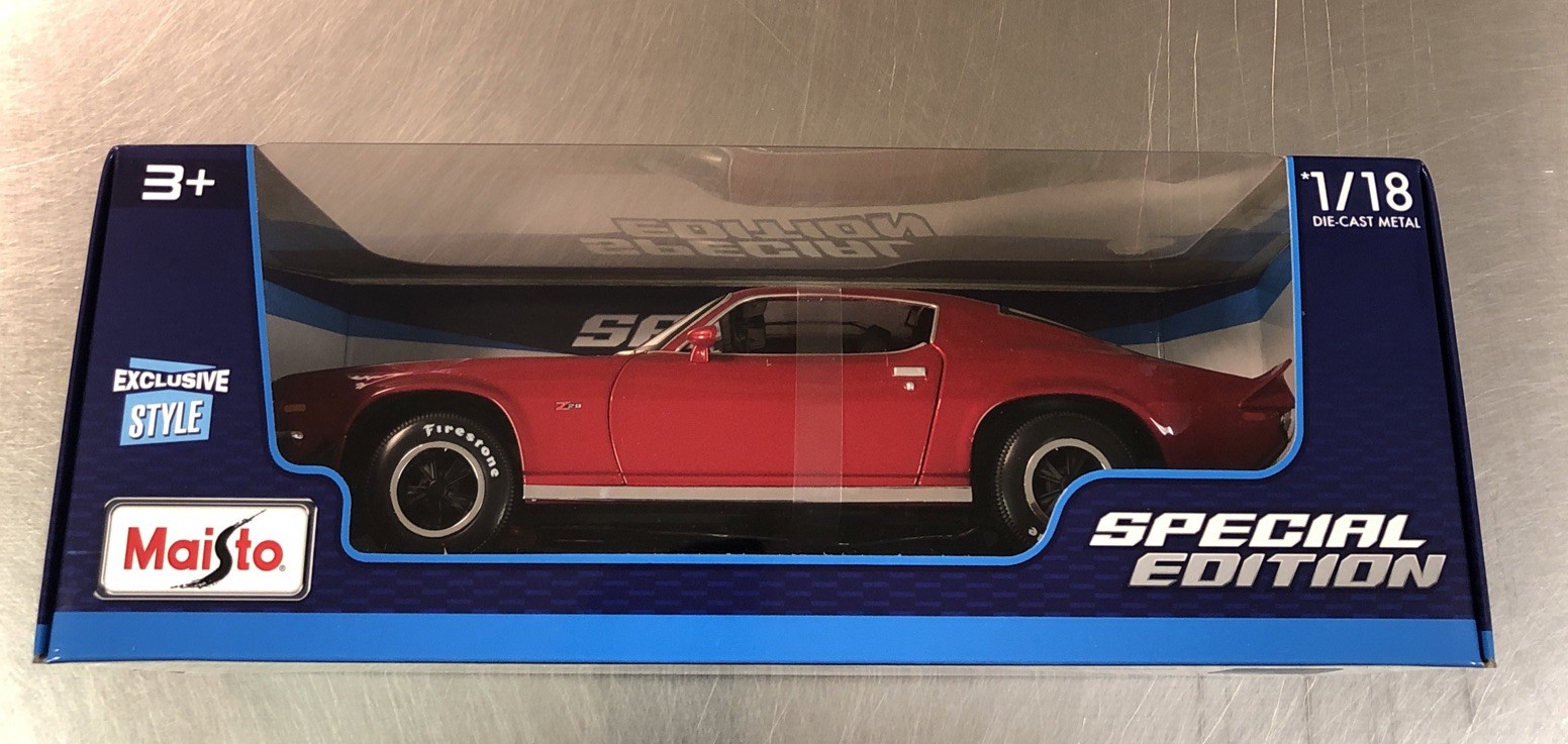 MAISTO SPECIAL EDITION 1971 CHEVY CAMARO EXCLUSIVE STYLE 1/18 SCALE RED PAINT