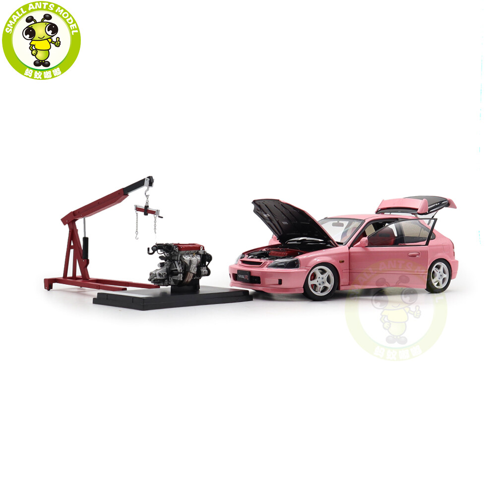 1/18 MOTORHELIX Honda CIVIC Type R EK9-120 Pink EVO Wheels Diecast Model Car