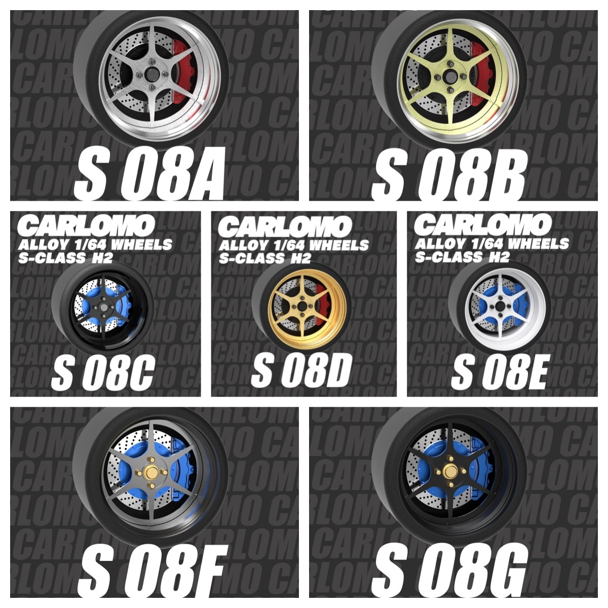 Carlomo 1/64 Diecast Custom Wheels Rubber Tires 9.5mm JDM Tuner Parts MINI GT