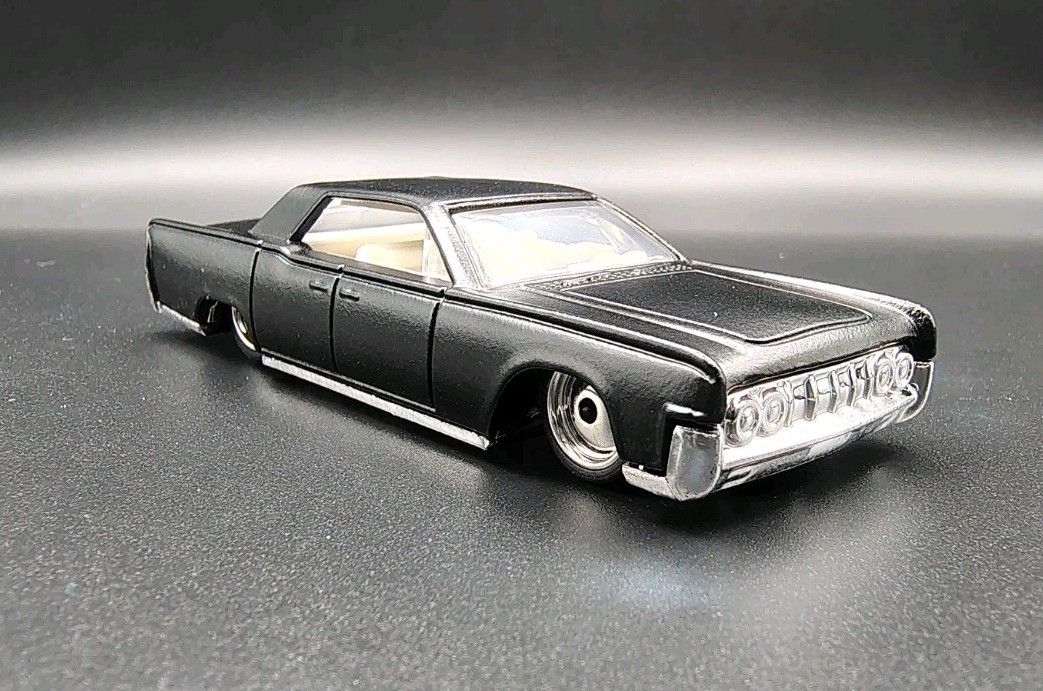 Custom Hot Wheels 64 Lincoln Continental Matte Black Presidential Chrome…