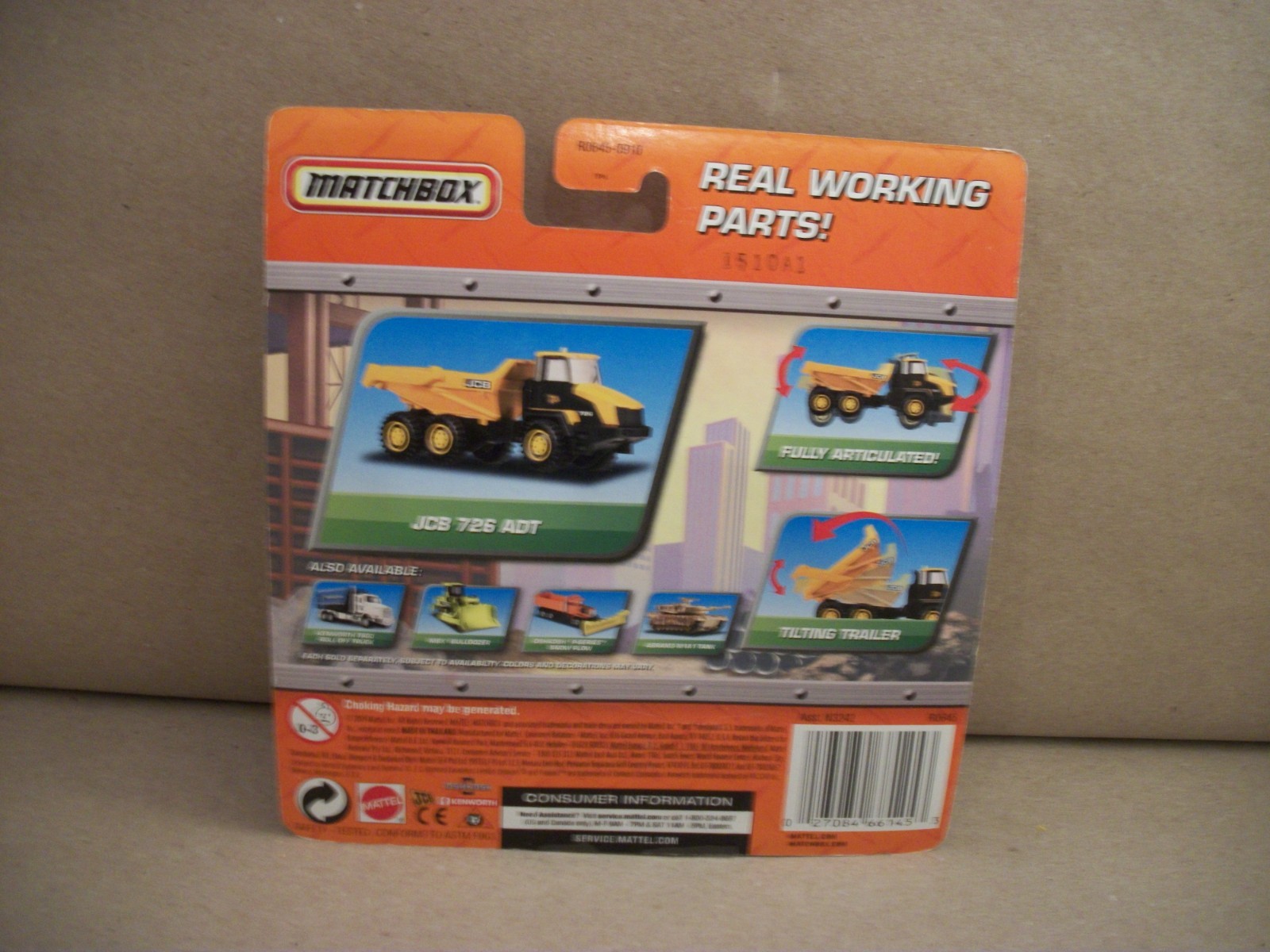 New 2009 Mattel Matchbox Real Working Parts JCB 726 ADT Dump Truck