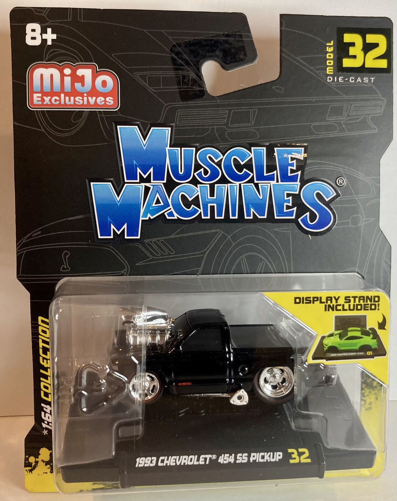 1993 CHEVROLET 454 SS PICKUP BLACK 1/64 DIECAST MODEL BY MUSCLE MACHINES