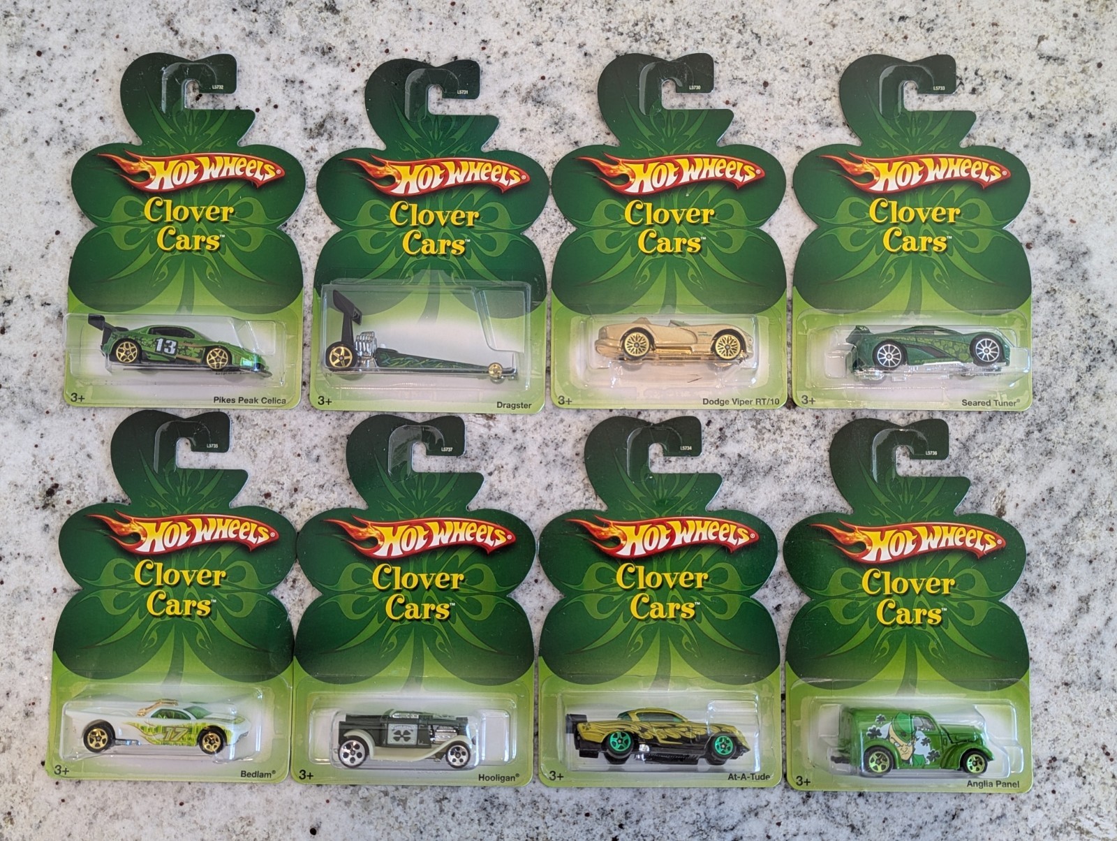 Hot Wheels 2007 Clover Cars Set of 8 Viper Celica Dragster Anglia Hooligan +++