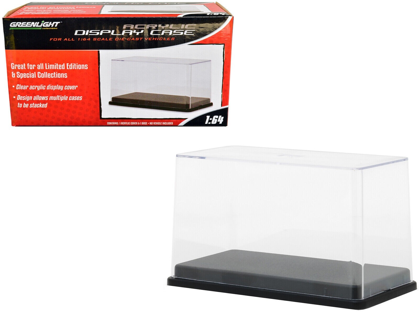 Tall Acrylic Collectible Display Show Case for 1/64 Scale Model Cars with Black