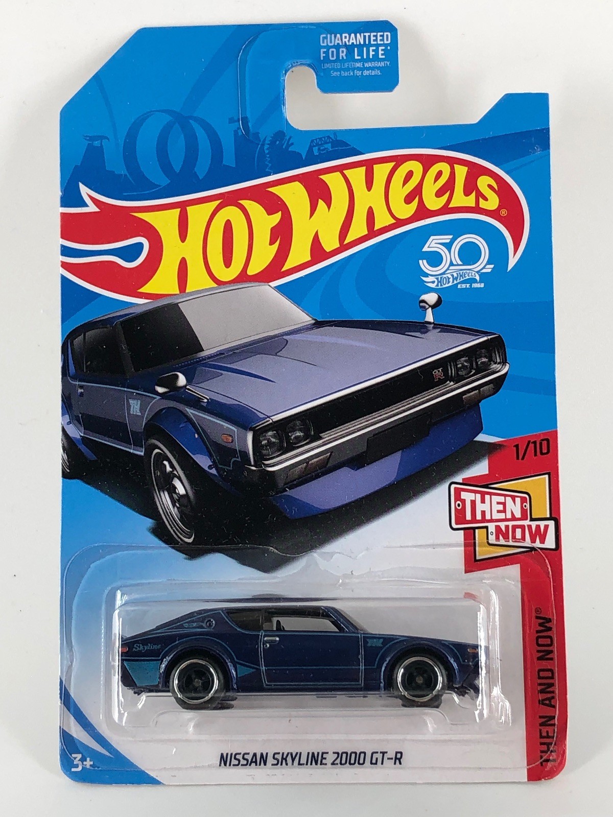 Hot Wheels Nissan Skyline 2000 GT-R Blue 2018 SUPER Hunt Then and Now 1/10