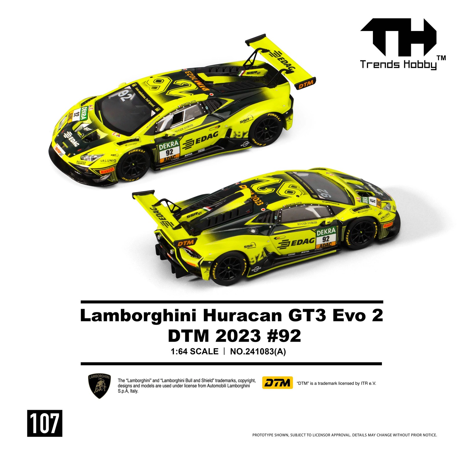 Trends Hobby 1/64 Lamborghini Huracan GT3 Evo 2 DTM 2023 No.92
