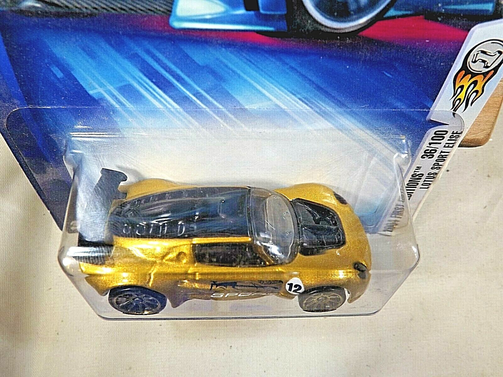 2004 Hot Wheels #36 First Editions 36/100 LOTUS SPORT ELISE Gold w/Gold 10 Spoke