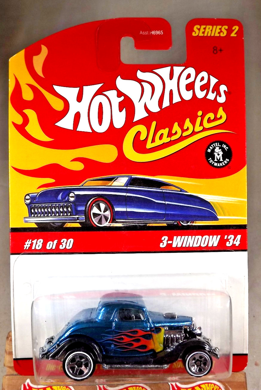 2005 Hot Wheels Classics Series 2 18/30 3-WINDOW ’34 Blue w/White Wall 5 Spokes