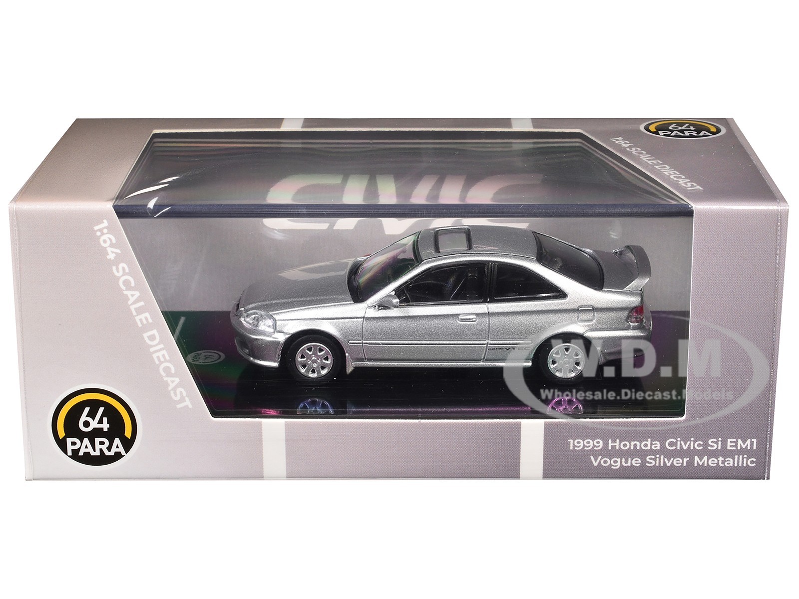1999 HONDA CIVIC SI EM1 VOGUE SILVER 1/64 DIECAST MODEL CAR BY PARAGON PA-55626