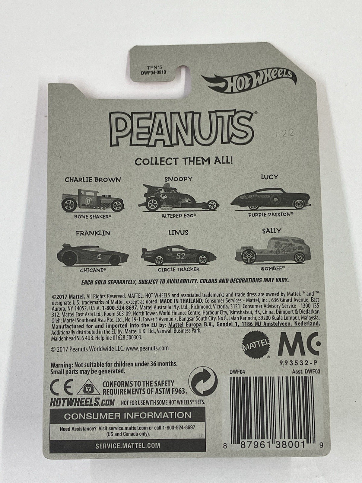 Hot Wheels – Peanuts – Complete Set of 6
