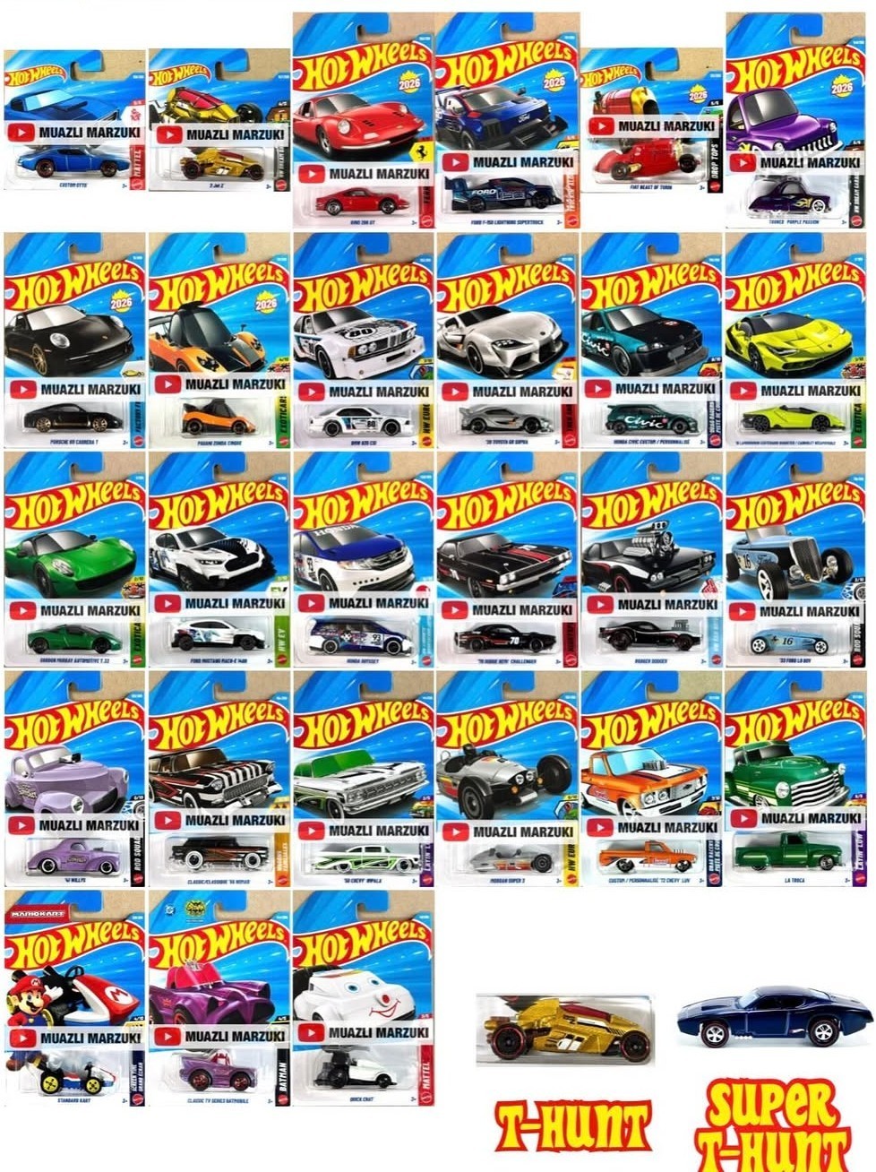 2026 Hot Wheels Complete Set from Mainlines, Treasure Hunt, & Exclusives 1-250