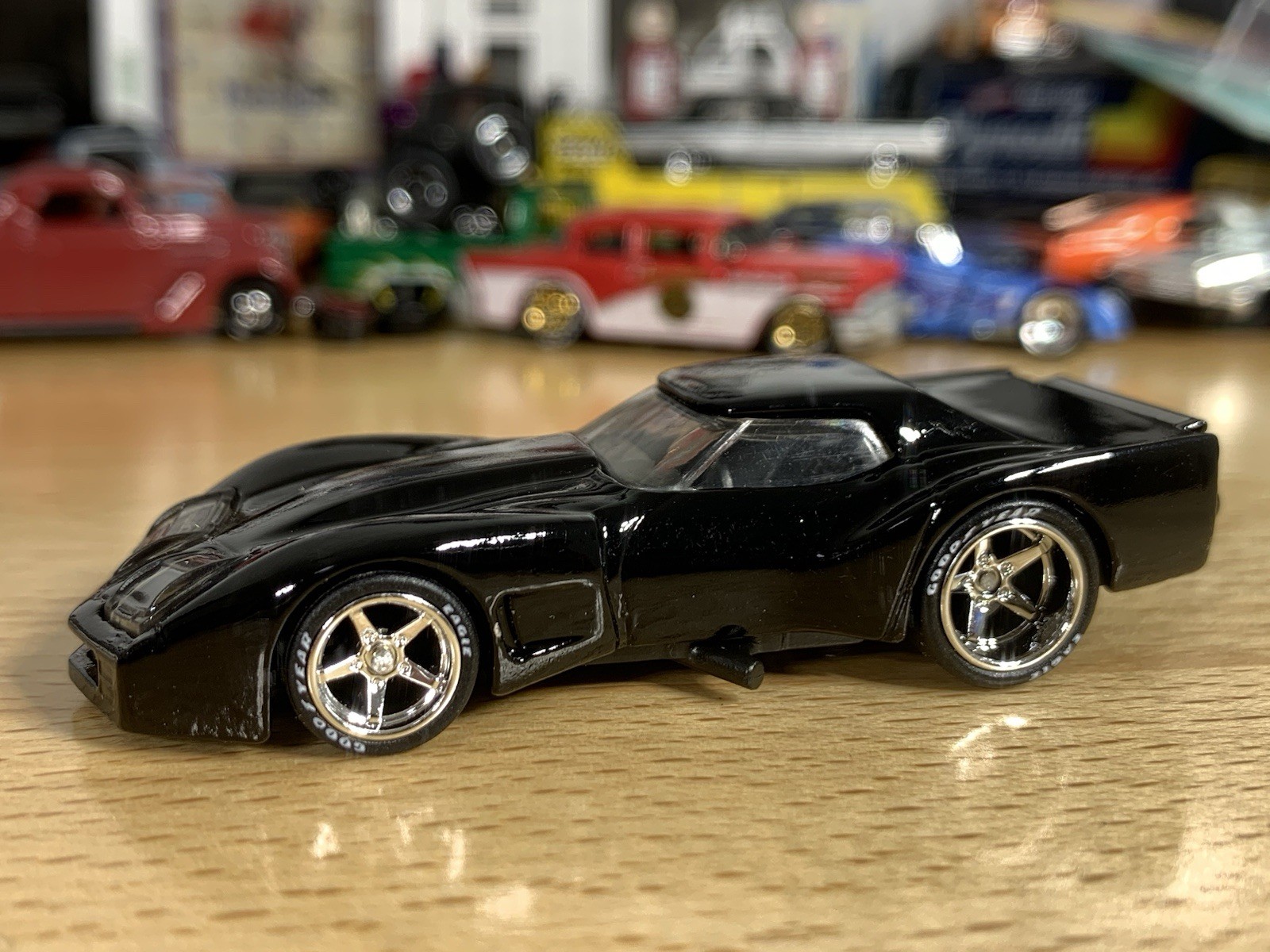 Hot Wheels Customized ‘76 Greenwood Corvette Jet Black Wheel Swap