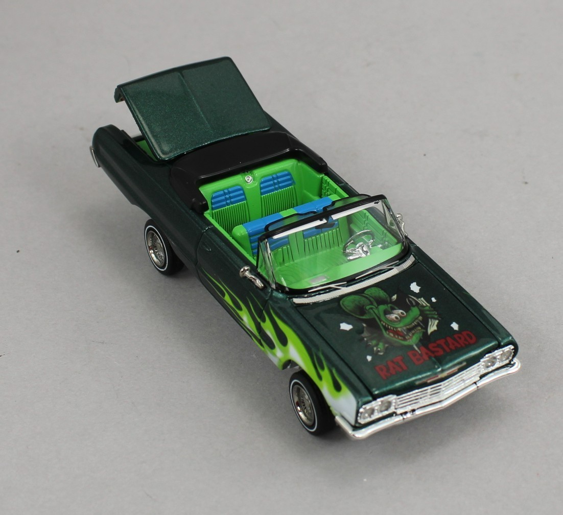1:64 *FINE WORKS 64* RAT FINK Green w/Flames Chevrolet IMPALA *LOWRIDER* NIB