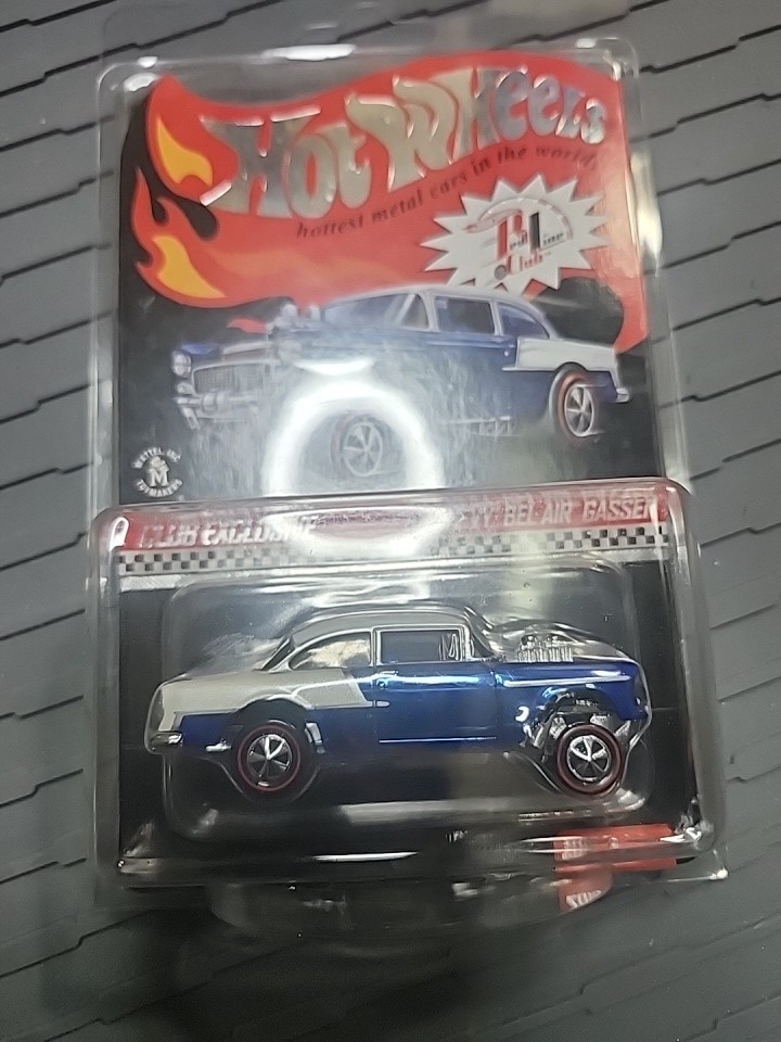 HOT WHEELS 1/64 DIECAST CAR ’55 CHEVY BEL AIR GASSER 2016 BLUE # 5379/5500 RLC