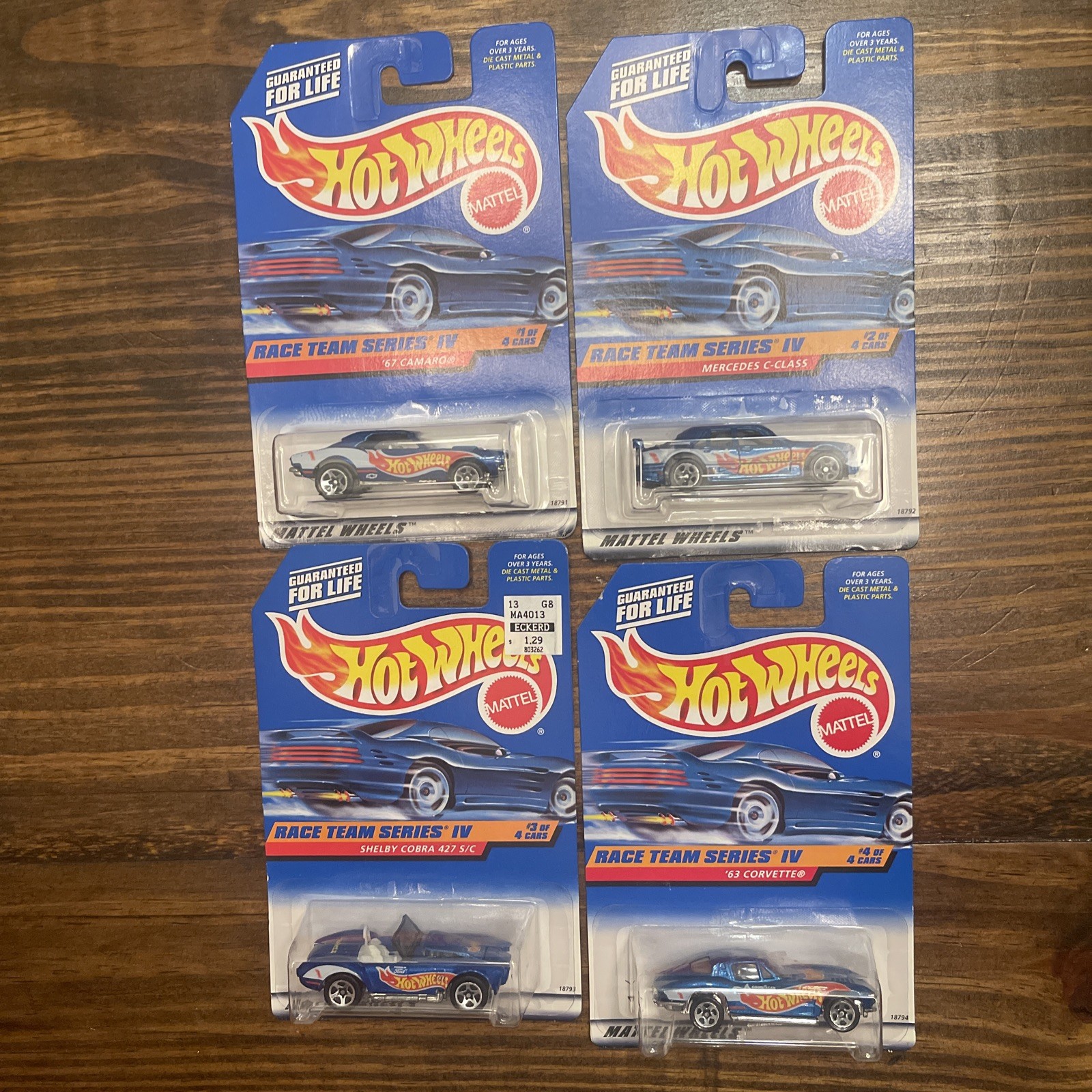1998 Hot Wheels Race Team Series IV Complete Set – Collector #725, 726, 727, 728