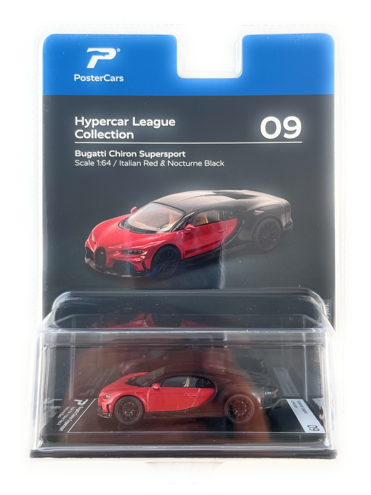 Bugatti Chiron Supersport Italian Red & Black 1:64 Model Car By PosterCars H09B