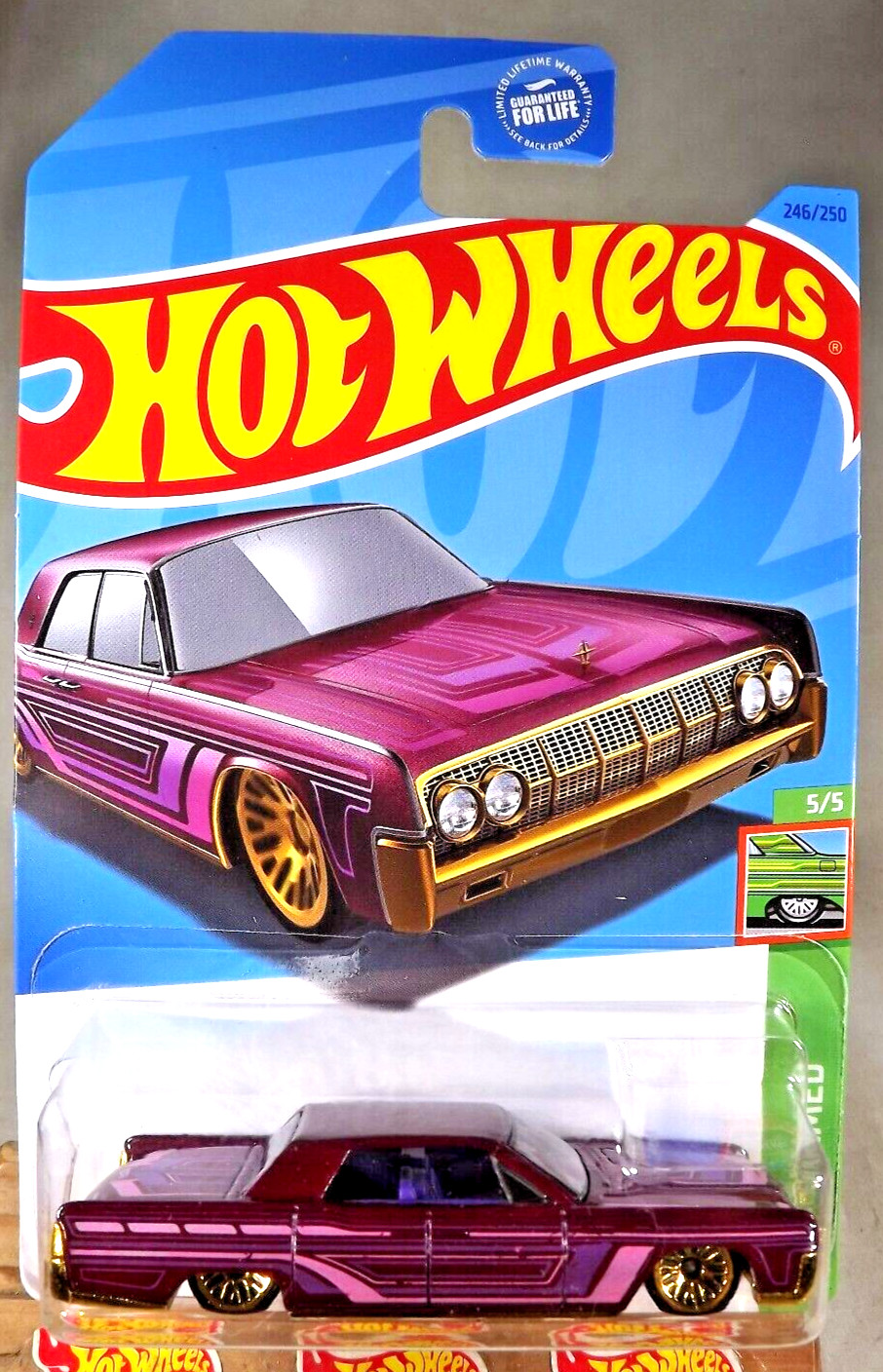 2023 Hot Wheels #246 HW Slammed 5/5 ’64 LINCOLN CONTINENTAL Maroon w/Gold LaceSp