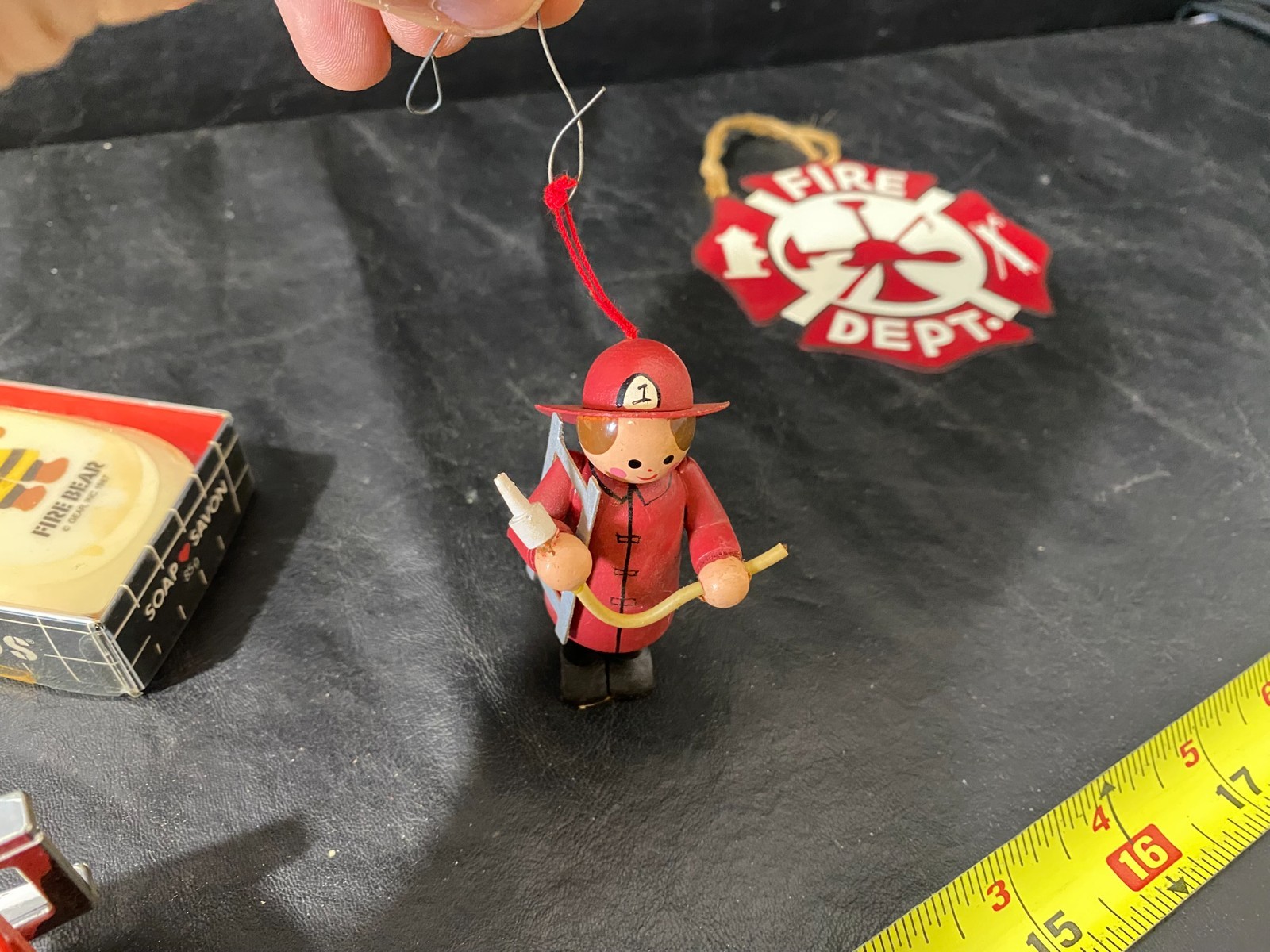 fire department collectibles cast iron Matchbox w/ belt buckle figure and more!