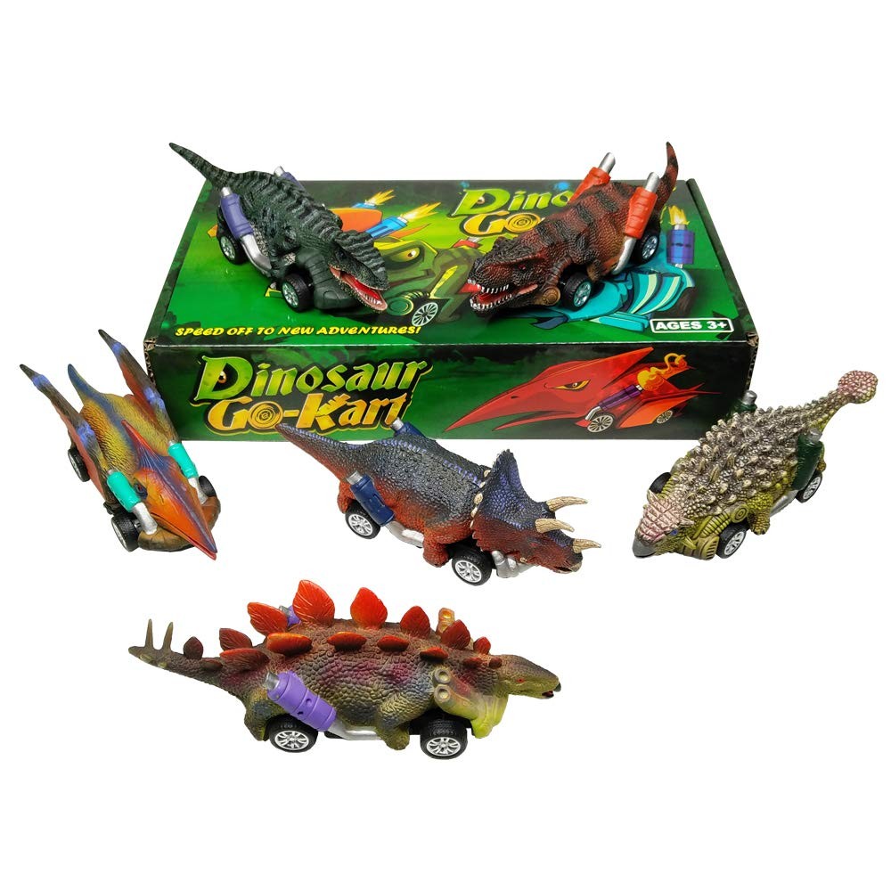 Dinosaur Toy Pull Back Cars, 6 Pack Dino Toys for Kids Ages 3 and Up