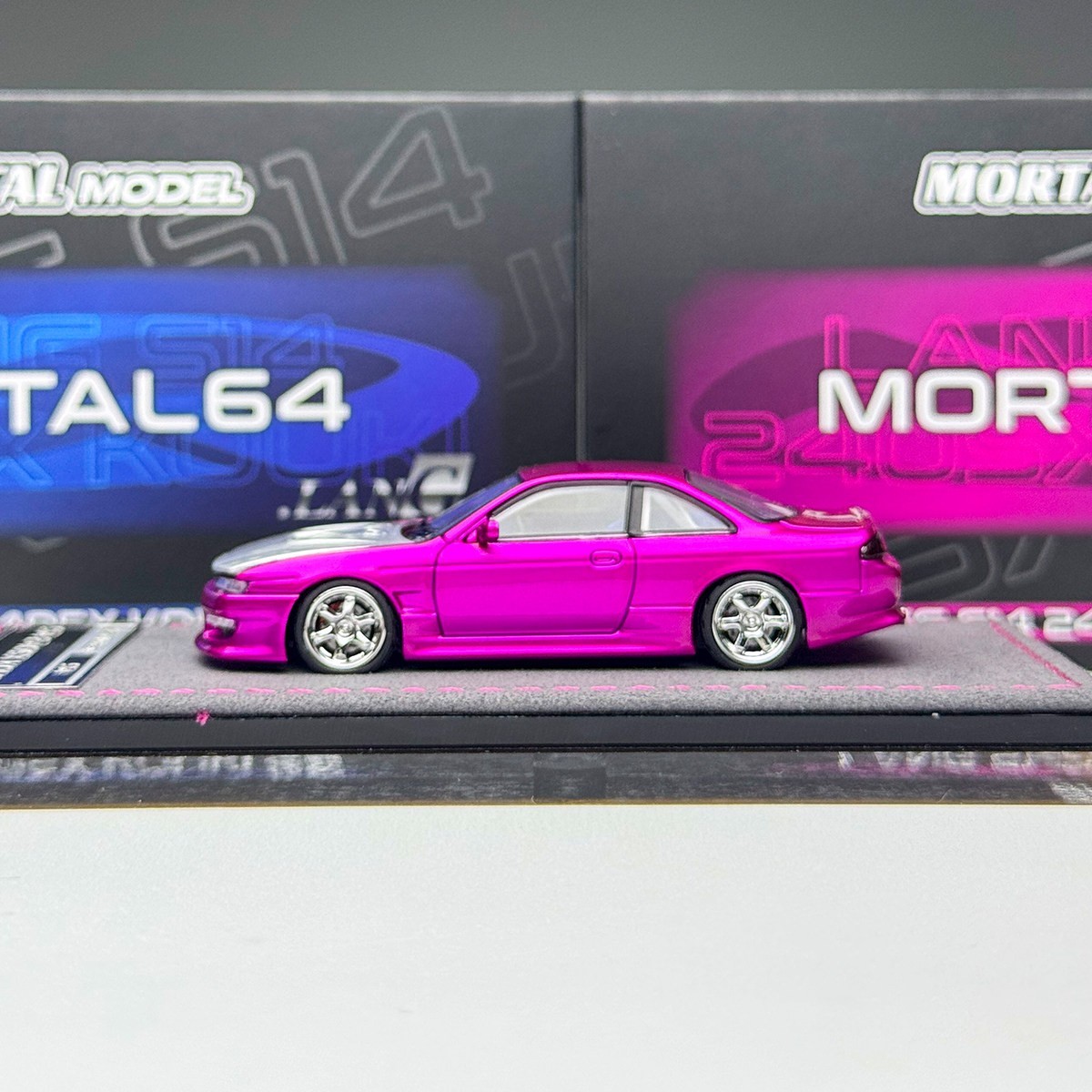 Mortal 1/64 Nissan Lang Silvia S14 240SX Kouki Pink Diecast Car Model