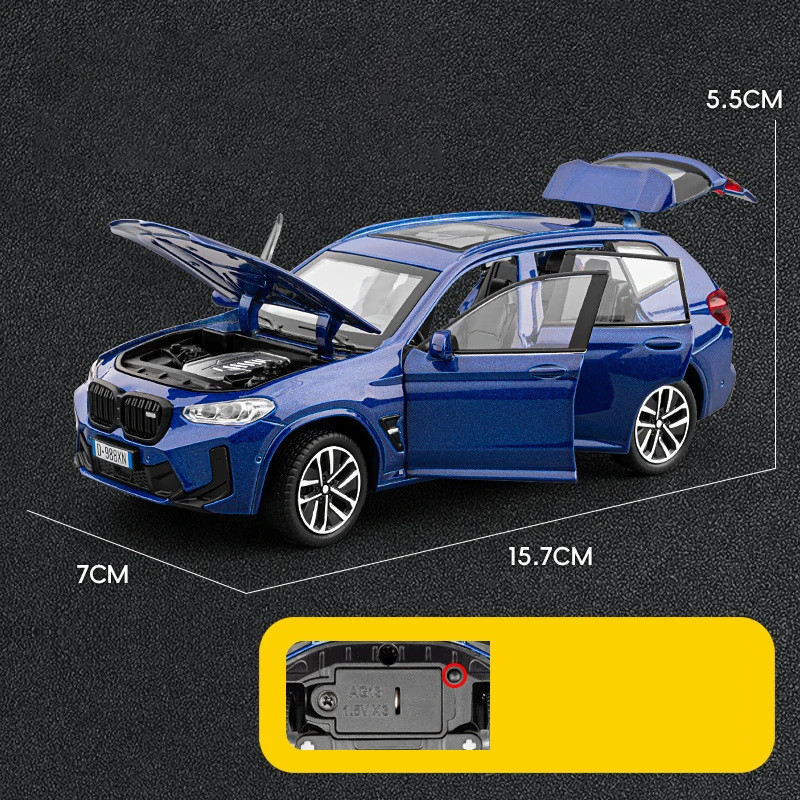 1:32 BMW X3M X3 SUV 2025 Alloy Diecast Car Model Sound Light Kid’s Collectibles