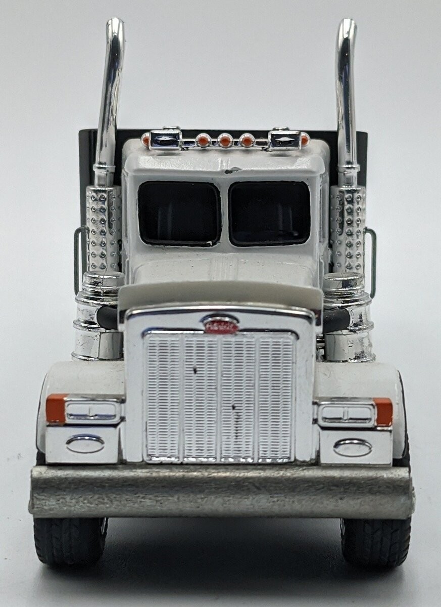 Custom Built 1:50 Diecast Peterbilt Custom Tractor W/Flatbed Trailer White/Black