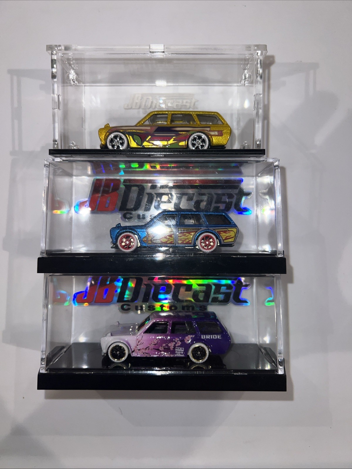 Lot Of 3 Custom 1971 Datsun 510 Wagon JB Diecast Customs Hotwheels See Pics!