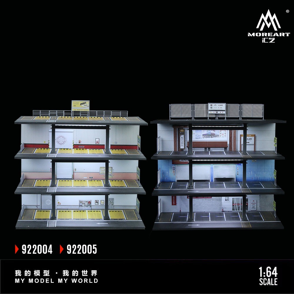 1/64 Diorama Car Garage Model City Street Parking Lot Scene Display Case Toy US