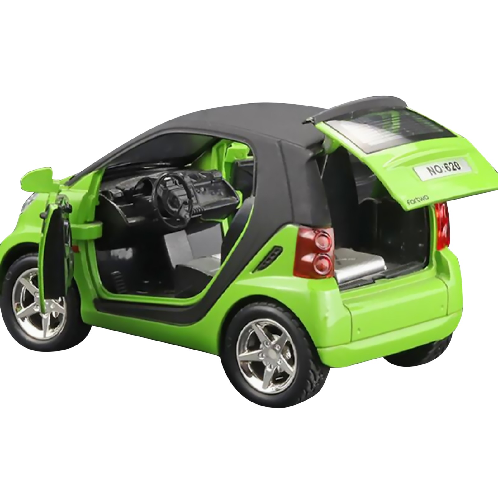 Green 1:32 Model Car Toy Vehicle Kids Gifts With Sound&Light For Smart ForTwo