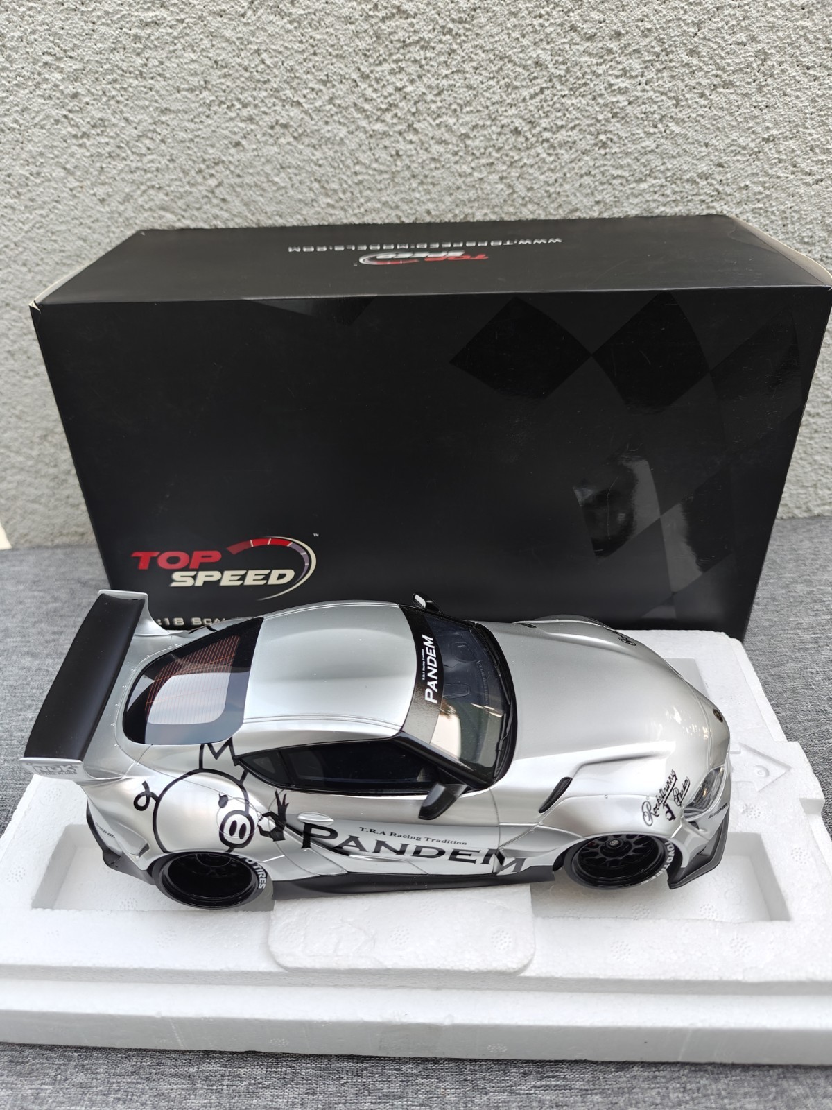 Gently Displayed 1:18 Top Speed Pandem Toyota GR Supra V1.0 silver TS0297 In US