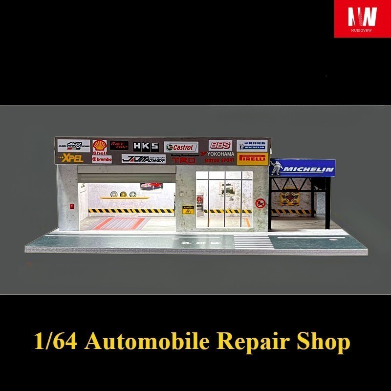 Diorama 1/64 Diecast Car Garage Model LED Street Building Multi-store Display US