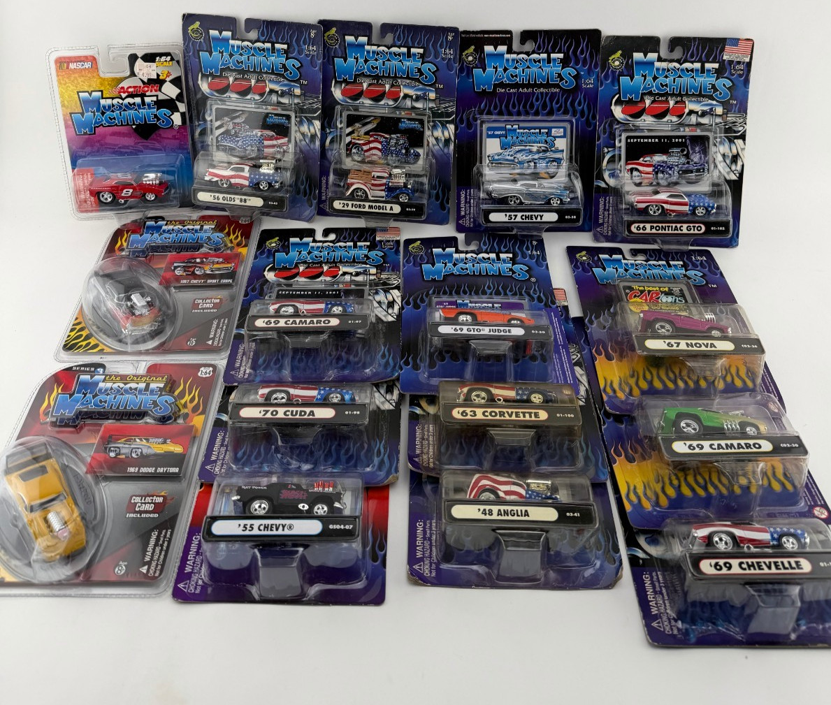 Muscle Machines Die Cast Cars ~ Lot Of 16 ~ NEW ~ chevy corvette camaro nova etc