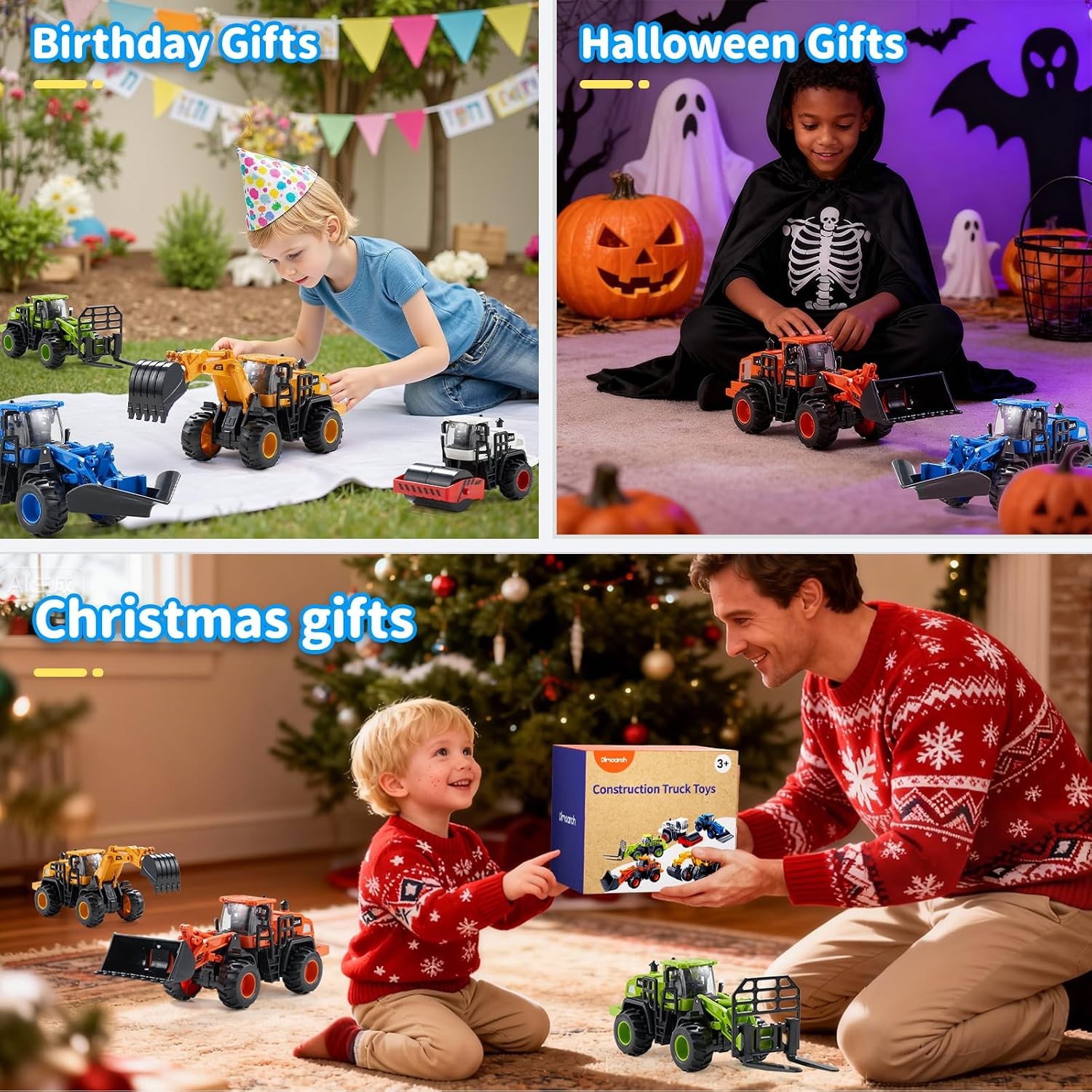 Construction Truck Toys for Toddlers | 5Pcs Push Go Tractor Toys, Sandbox Excava