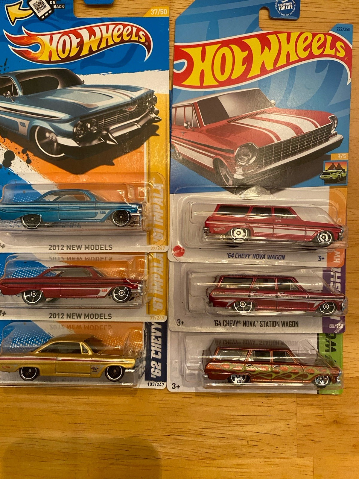 Hot Wheel Chevy Nova Wagons & Impala’s, Mixed Lot Of 6