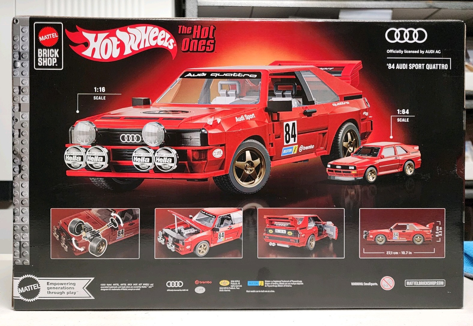 2026 Mattel Brick Shop Hot Wheels ’84 Audi Sport Quattro 864 Piece Building Set