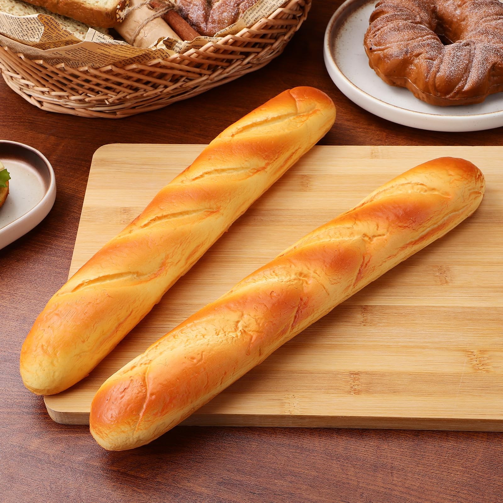 Artificial Bread 2 PCS Realistic French Long Loaf PU Fake Baguette Prop