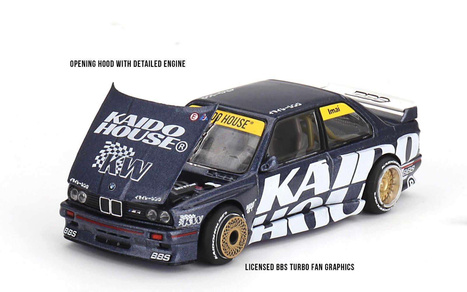 Kaido House x Mini GT 1:64 BMW M3 (E30) Kaido Works V1 Dark Blue KHMG154