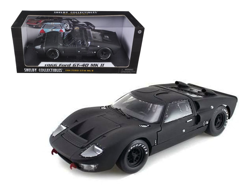 1966 Ford GT-40 GT40 MK 2 Matt Black 1/18 Diecast Car Model by Shelby Collectibl