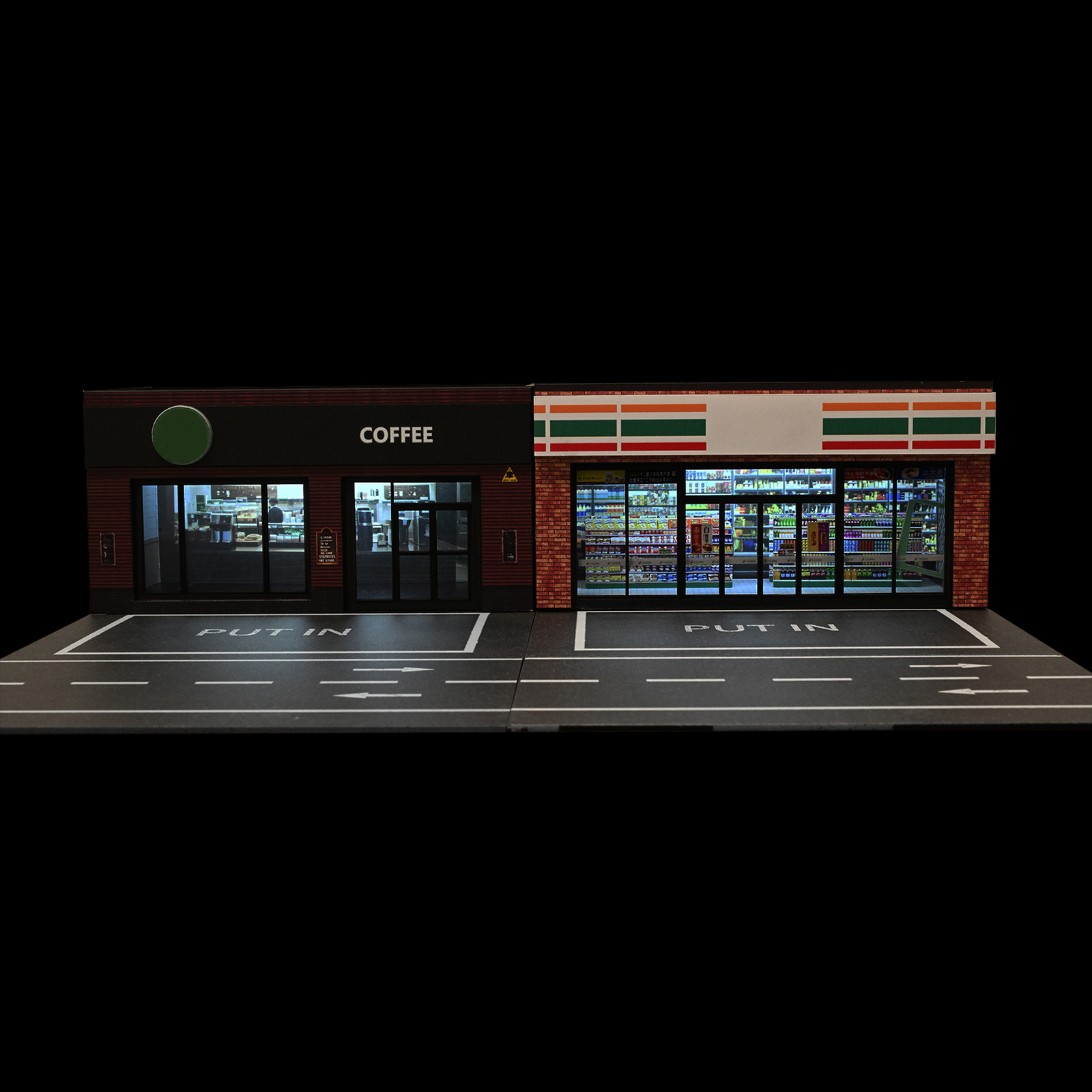Diorama 1/64 Car Garage Model LED Street Parking Lots Building Display Model US