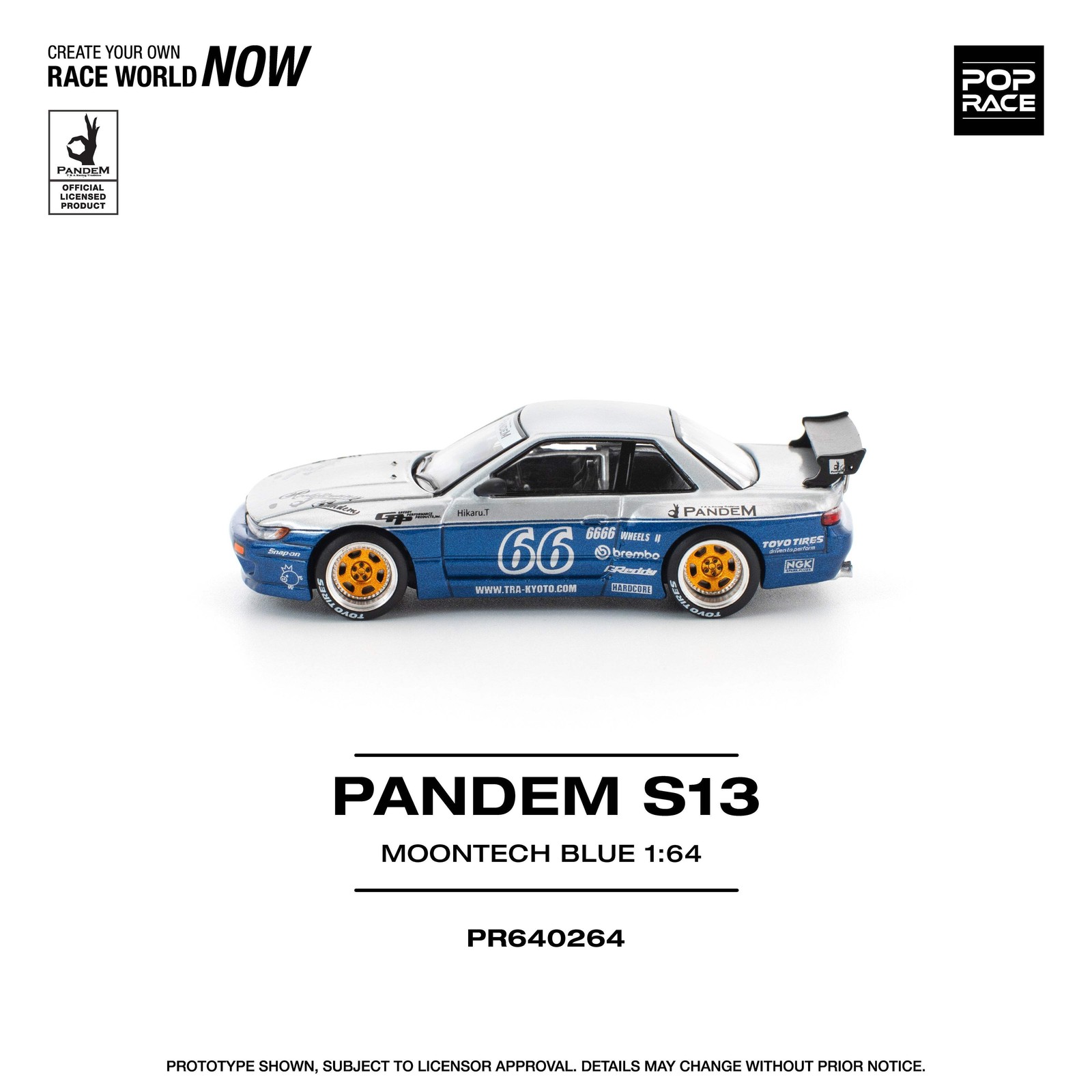 Pop Race 1/64 Pandem Silvia S13 Moontech Blue