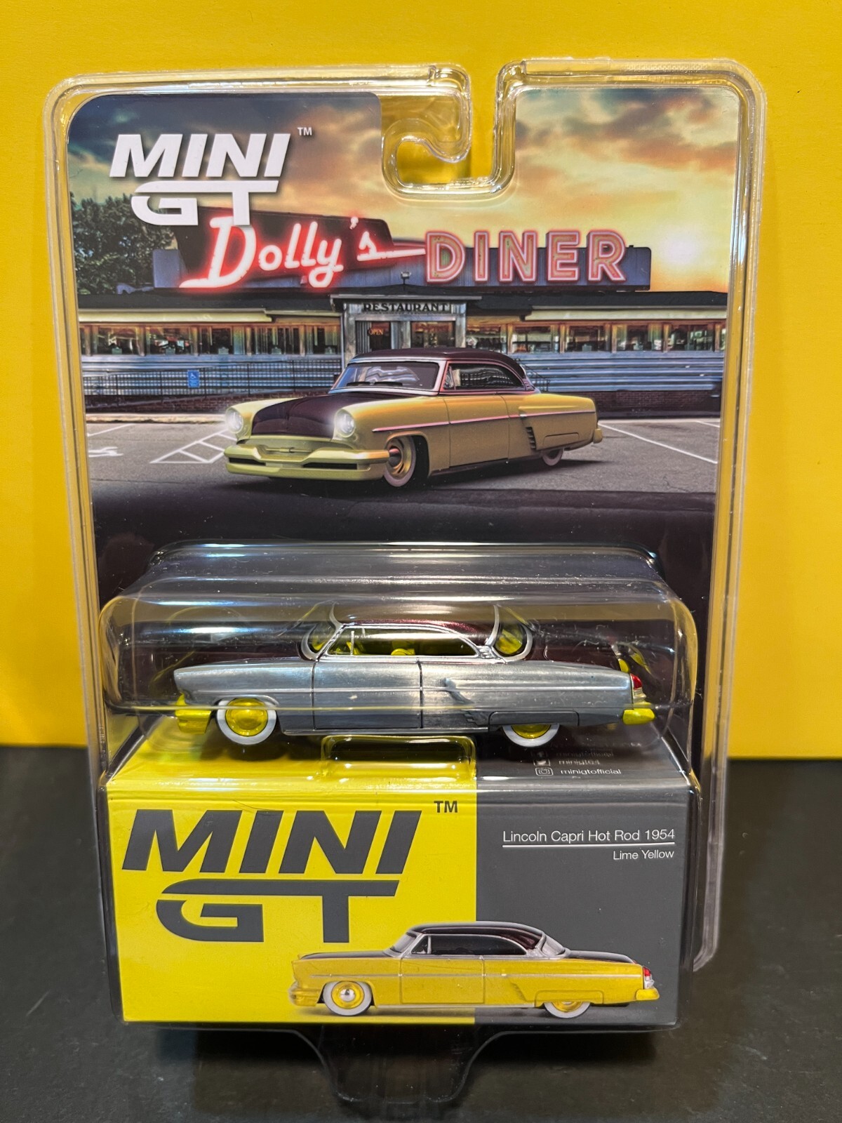 1/64 MINI GT CHASE MIJO EXCLUSIVES #794 1954 LINCOLN CAPRI HOT ROD LIME YELLOW