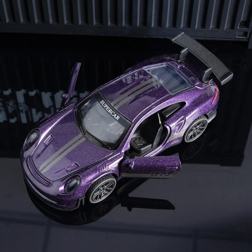 GT3 RS Diecast Model Car 11cm Purple Alloy Supercar Collectible Decor
