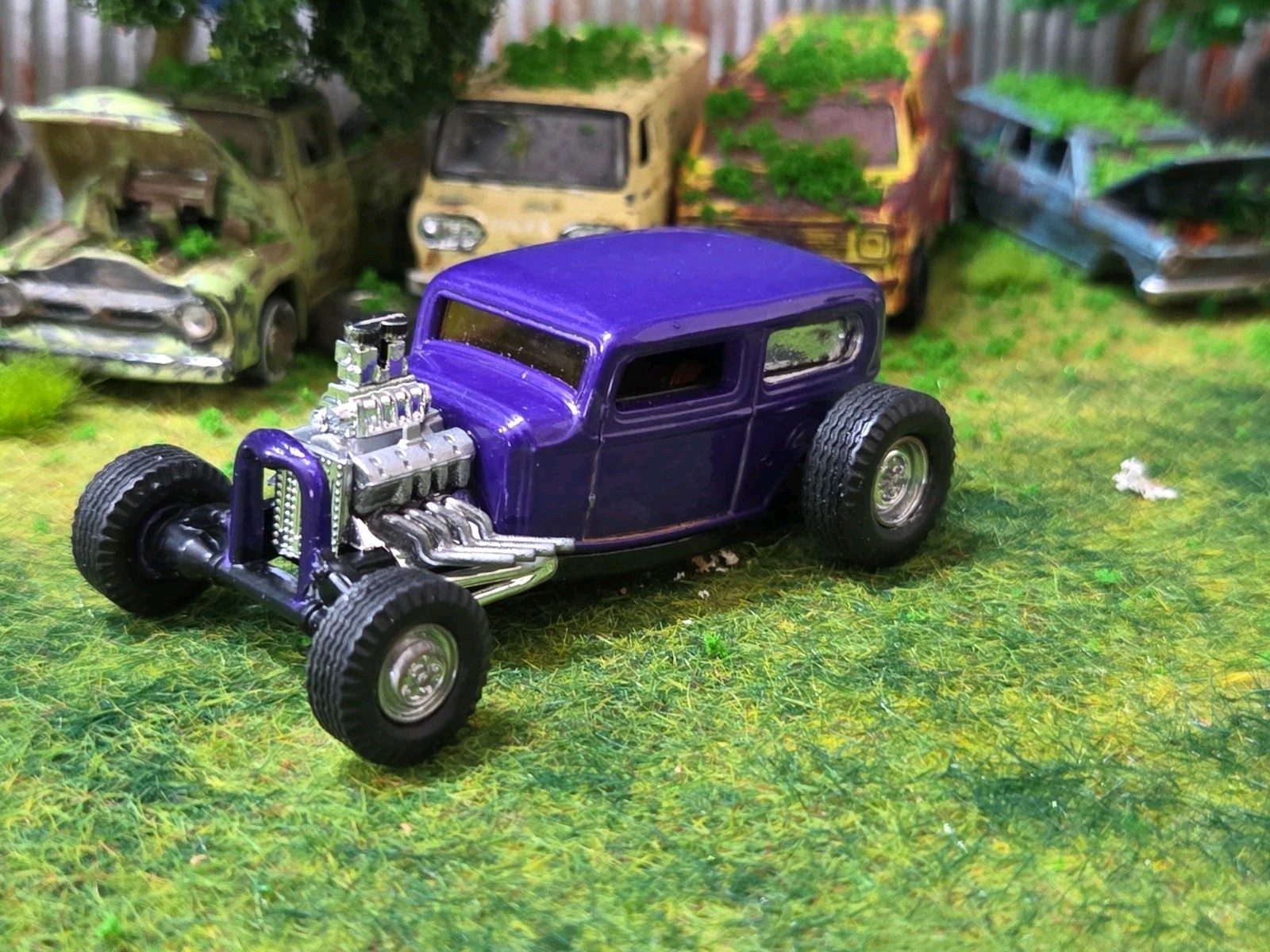 Custom 1:64 street Rat Rod lowered hot FORD chopped panel paddy wagon HotWheels