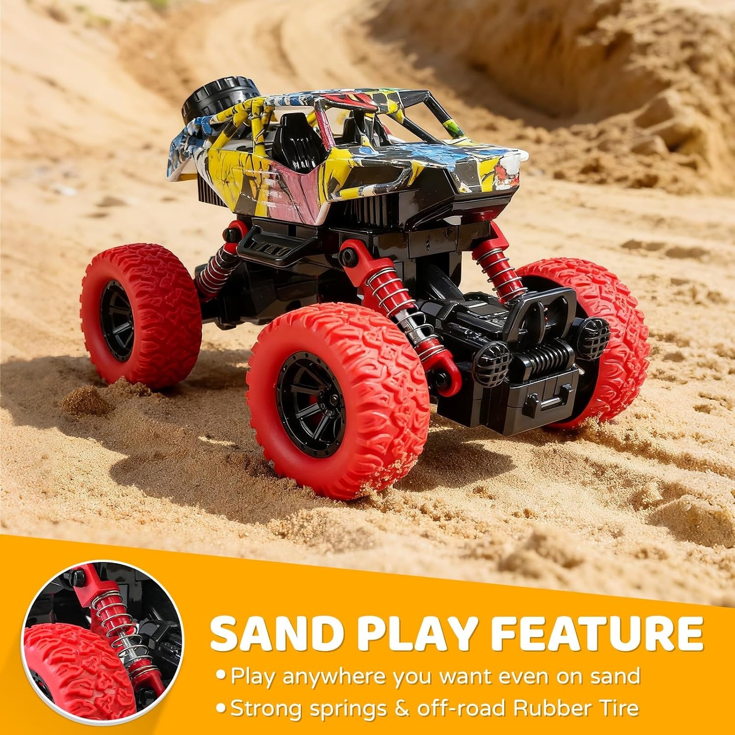 Beestech 6.3 Inch Monster Truck Toys for Boys 3 4 5 6 7 Years Old, Pull Back Fri