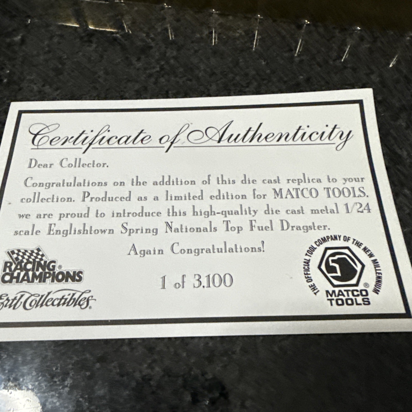 1/24 diecast 2000 Matco Spring Nationals Event Top Fuel Dragster ETd2420R