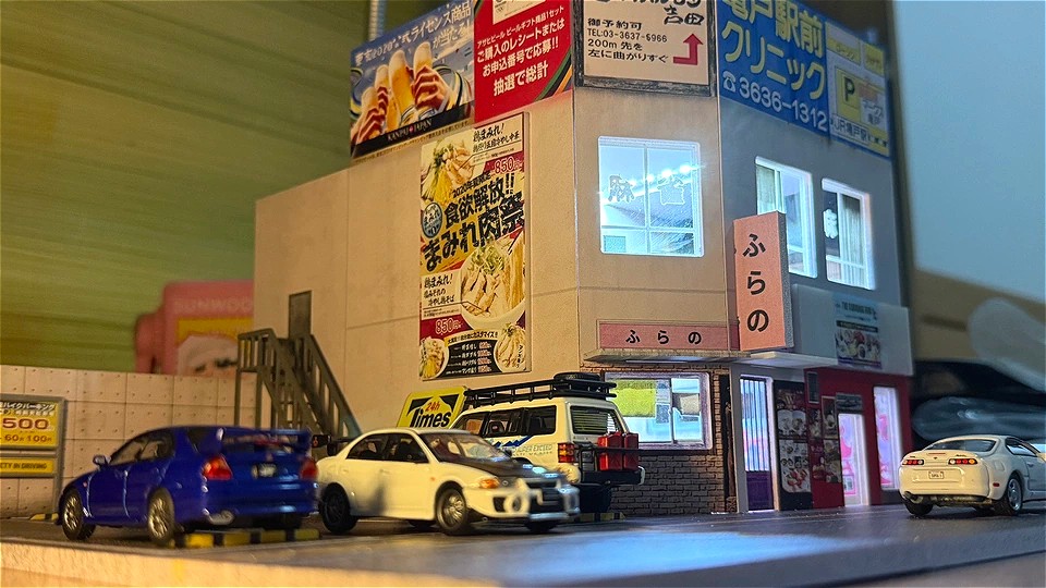 Diorama 1:64 Diecast Garage Model Lighting Japanese Model Scene Display Gift US