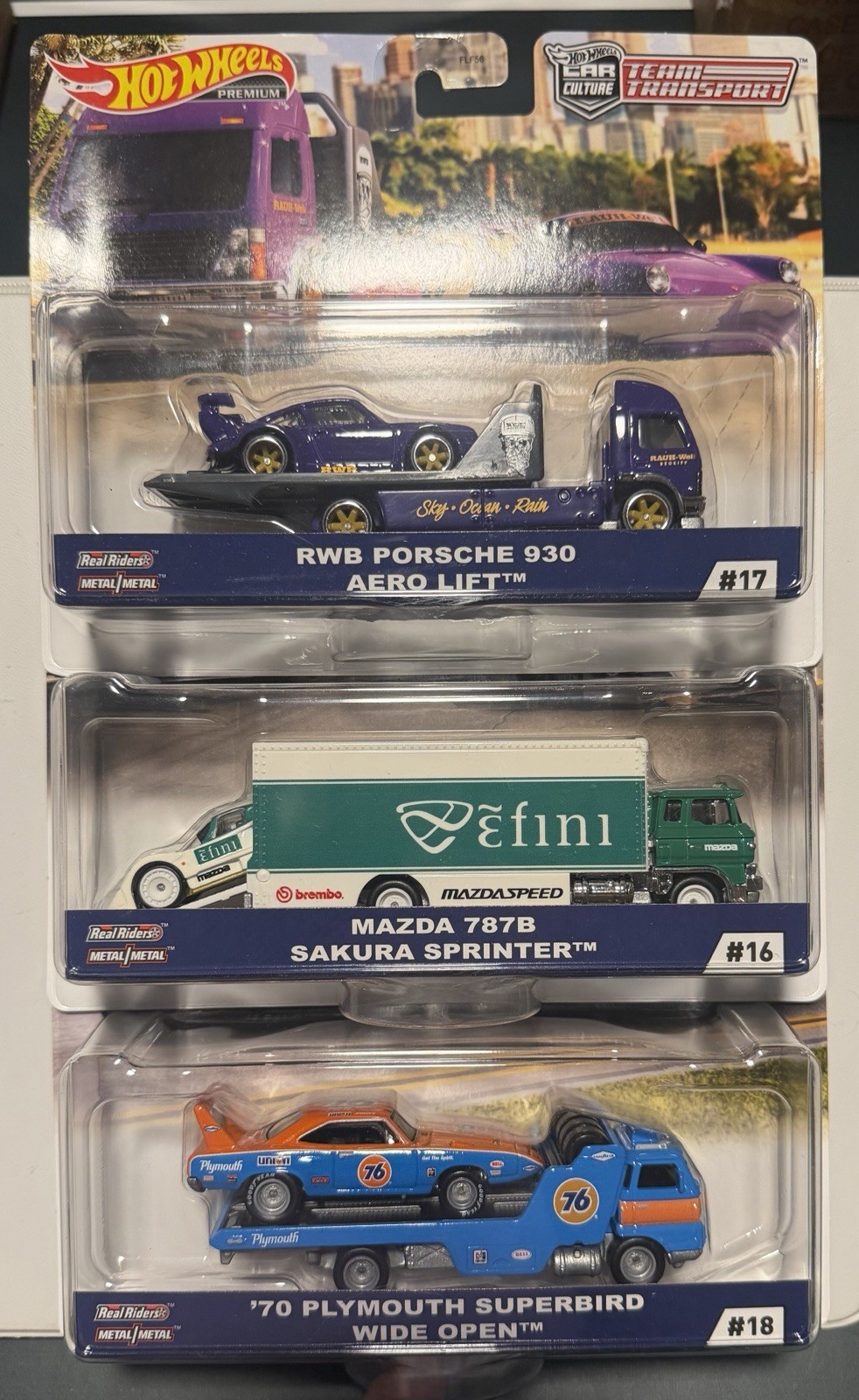 Hot Wheels Car Culture Team Transport Porsche 930 Aero Lift Mazda 787B Lot Of 3