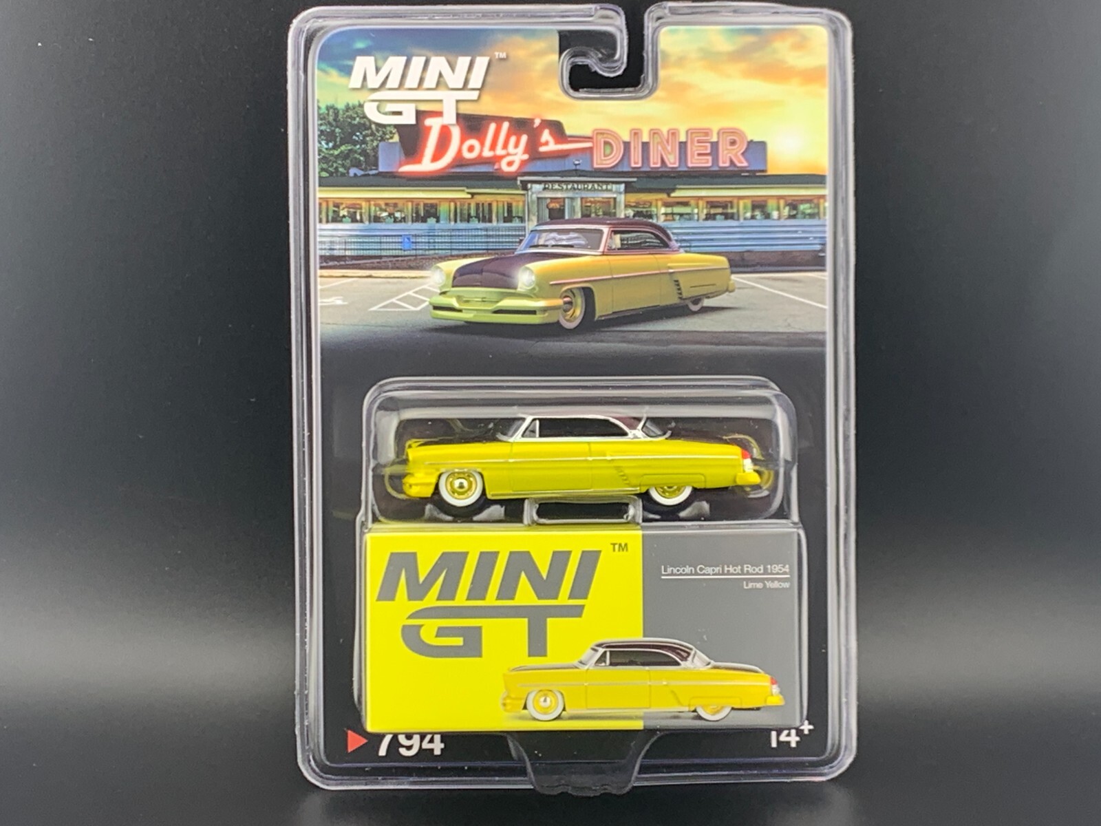 MINI GT Lincoln Capri Custom Hot Rod 1954 Lime Yellow MGT00794 1/64